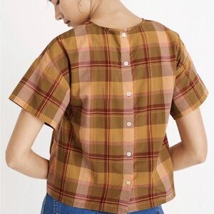🤎Madewell Multicolor Boxy Plaid Button-Back Shirt🤎